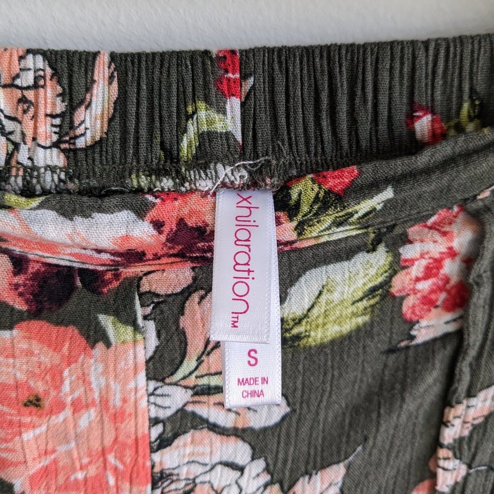 Xhilaration Small Split Leg Floral Olive High Rise Pants - Picture 10 of 12
